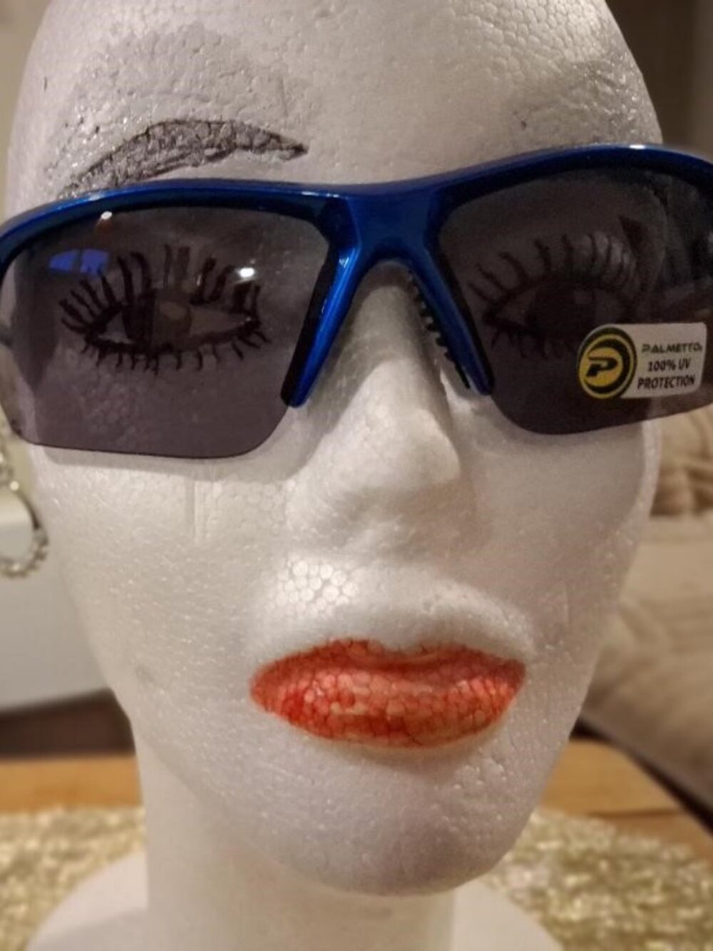 Metallic Blue Wrap Around Sun Glasses NWOT